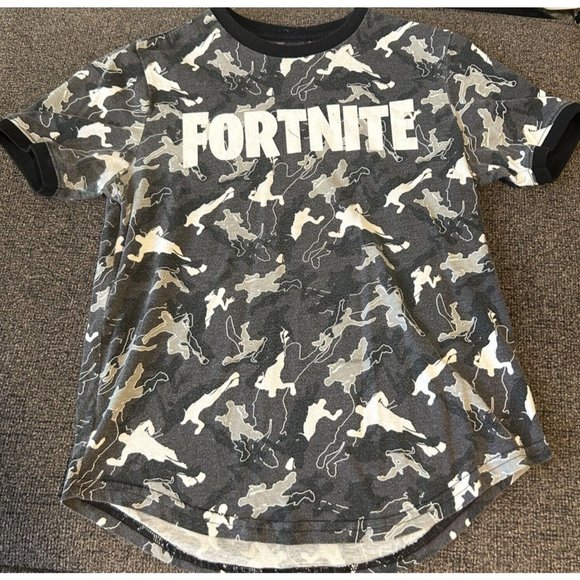 FORTNITE Boys Size Large 10/12 T-Shirt Graphic Print #0101531 Grey White - Picture 1 of 7